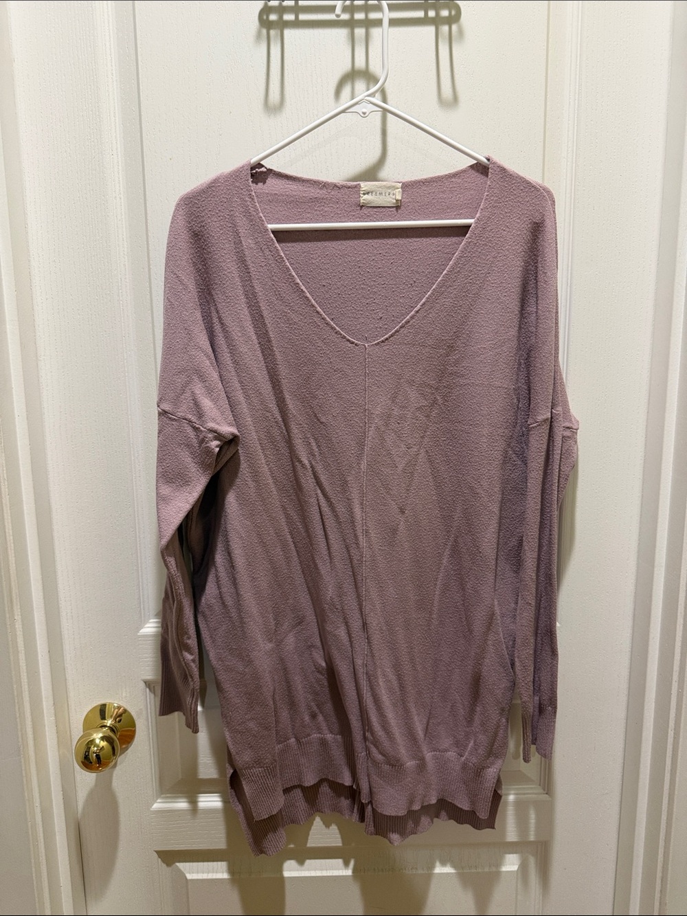 Dreamers Mauve V-Neck Lightweight Knit Sweater
